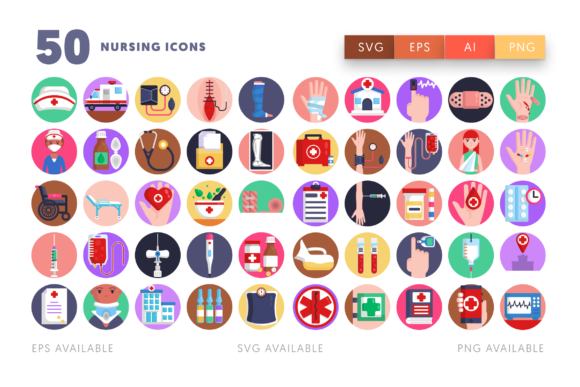 50 Nursing Icons Graphics