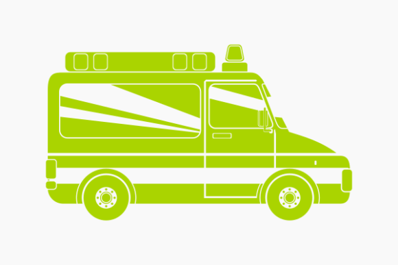 Side View Flat Monochrome Ambulance Car Graphics