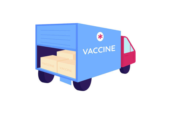 Vaccine Packages in Delivery Truck Graphics
