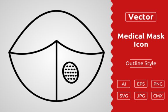 Vector Medical Mask Outline Icon Design
